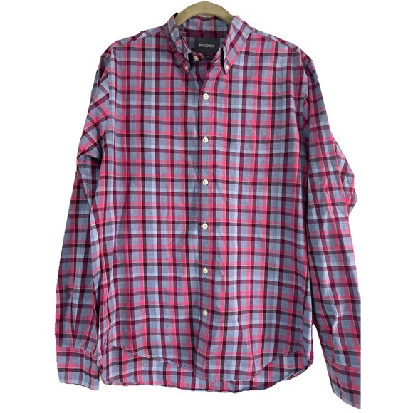 Bonobos Other - Bonobos Plaid Slim Fit Long Sleeve Oxford Shirt Button Down Blue/Pink Men's M